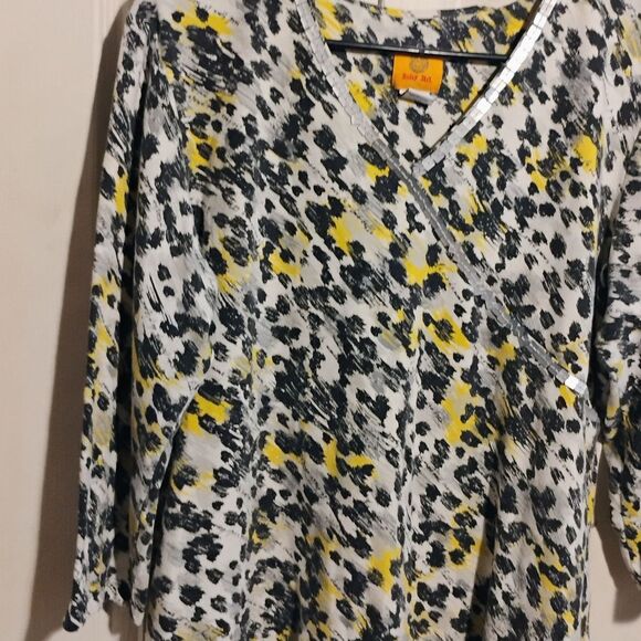 Ruby Rd Black and White Wrap Blouse Relaxed Fit - Picture 7 of 12